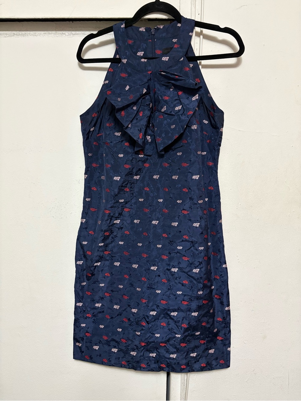 Banana Republic Navy Floral Bow Halter Mini Dress